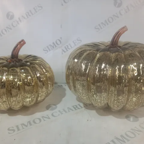 BOXED HOME REFLECTIONS SET OF 2 PRE-LIT MERCURY PUMPKINS IN GOLD