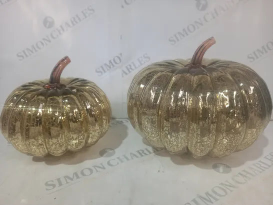 BOXED HOME REFLECTIONS SET OF 2 PRE-LIT MERCURY PUMPKINS IN GOLD