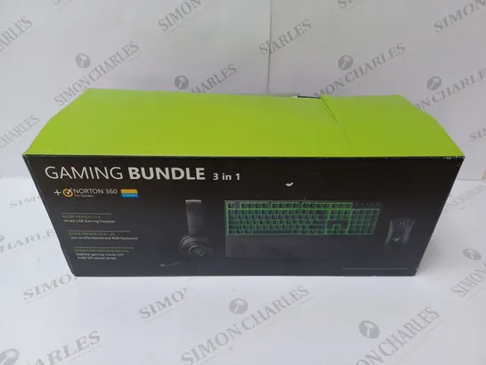 BRAND NEW BOXED RAZER GAMING BUNDLE 3 IN 1 TO INCLUDE - GAMING HEADSET, MEMBRANE RGB KEYBOARD AND ESSENTIAL GAMING MOUSE