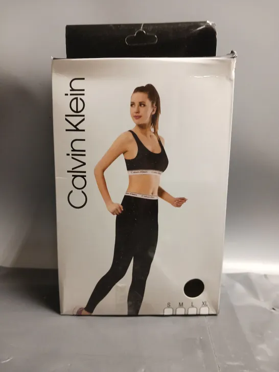 BOXED CALVIN KLEIN LADIES CROP TOP AND LEGGINGS SET GREY SIZE M