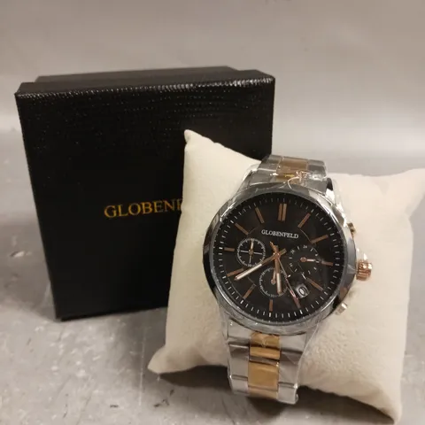 GLOBENFELD MARKSMAN SILVER ROSE BLACK DIAL WATCH 