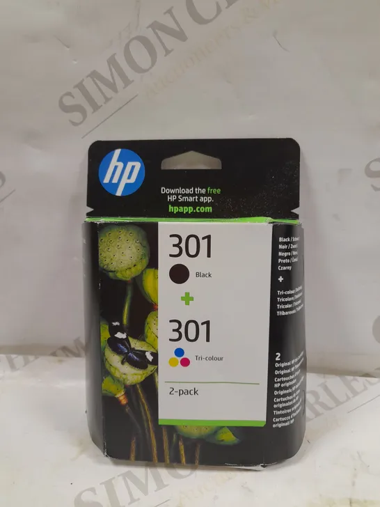 HP 301 INKJET CARTRIDGES BLACK AND TRI-COLOUR CMY 2-PACK N9J72AE (SEALED)