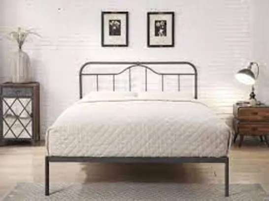 OAKENHOLT DOUBLE BED FRAME IN BLACK/ANTIQUE SILVER