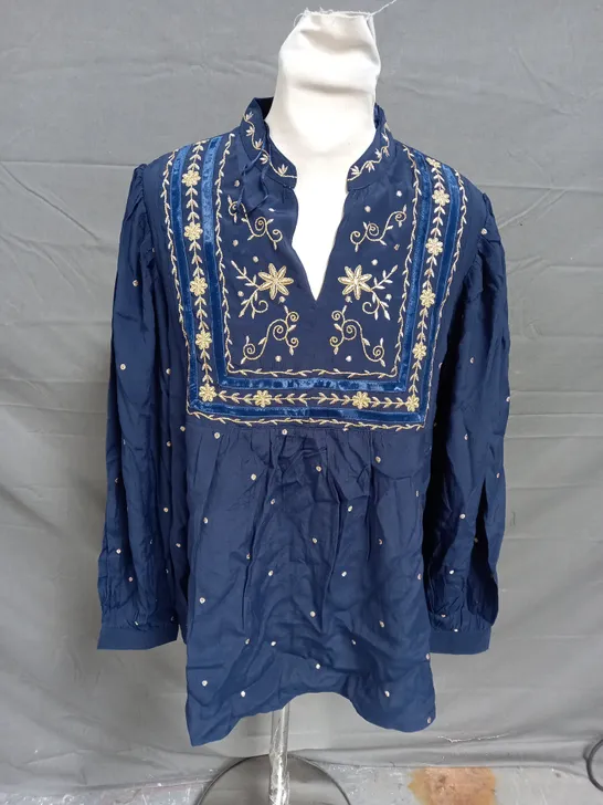 MONSOON ELEANOR SHIRT NAVY SIZE M