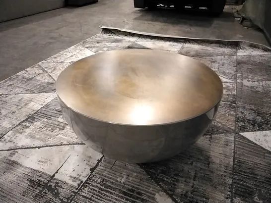 QUALITY ITALIAN MADE MERIDIANI BONGO WARM-GREY COFFEE TABLE WITH BRONZED BRASS TOP 