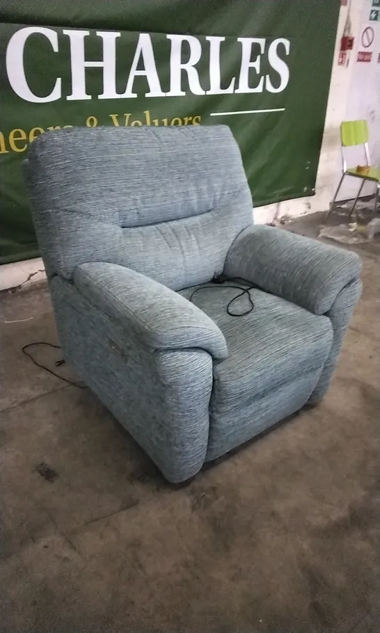 QUALITY BRITISH DESIGNED & MANUFACTURED G PLAN SEATTLE POWER RECLINER WAFFLE MARINE FABRIC ARMCHAIR