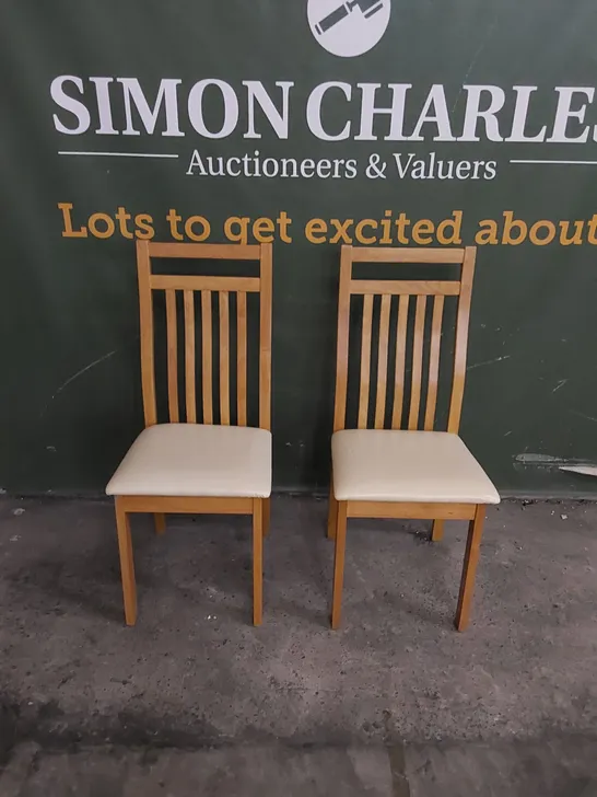 SET OF 2 BALI OAK DINING CHAIRS WITH IVORY SEAT PADS