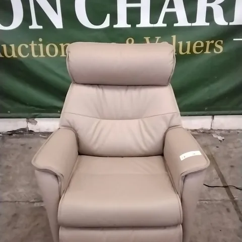 QUALITY BRITISH DESIGNED & MANUFACTURED G PLAN MALMO LARGE POWER RECLINER CHAIR CAMBRIDGE TAUPE LEATHER