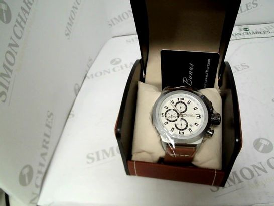 MENS LA BANUS CHRONOGRAPH WATCH - SCREW IN CROWN WITH BROWN KEATHER STRAP  RRP £599