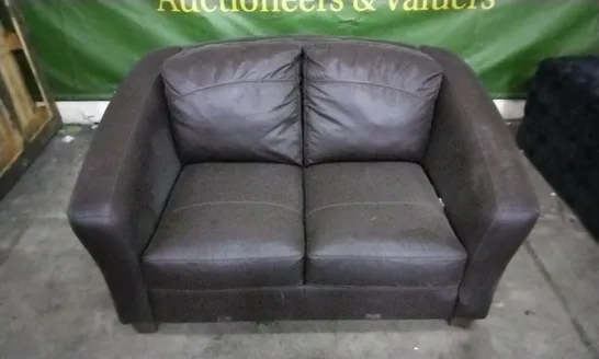 QUALITY 2 SEATER DARK BROWN LEATHER SOFA