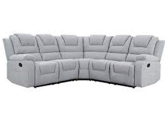 BOXED DESIGNER VANCOUVER LIGHT GREY FABRIC MANUAL RECLINING CORNER SOFA (3 BOXES)