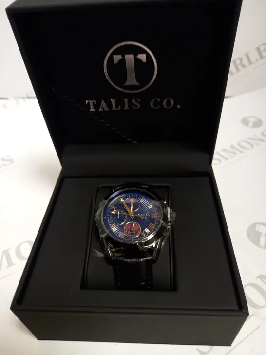 MENS TALIS CO 7120 CHRONOGRAPH WATCH – MOON PHASE MOVEMENT – GENUINE LEATHER STRAP.