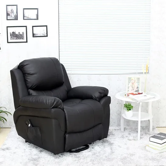 BOXED MADISON BLACK FAUX LEATHER POWER RECLINING ARMCHAIR (1 BOX) RRP £499.99