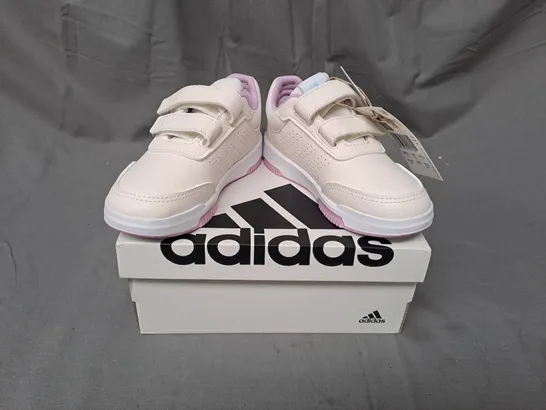 BOXED PAIR OF ADIDAS TENSAUR SPORT 2.0 KIDS SHOES IN CREAM/BLUE/PINK UK SIZE 9