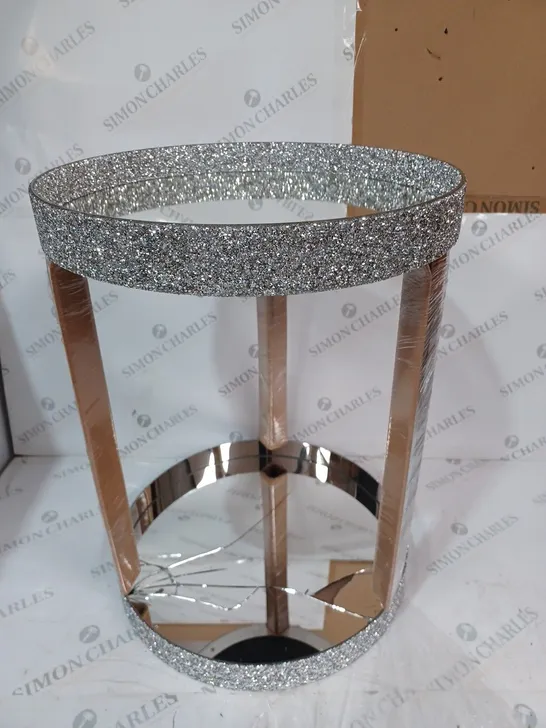 BOXED JULIEN MACDONALD ROUND CRYSTAL BAR CART [COLLECTION ONLY]