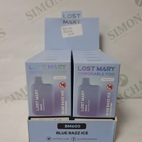 BOX OF 10 LOST MARY DISPOSABLE POD BLUE RAZZ ICE