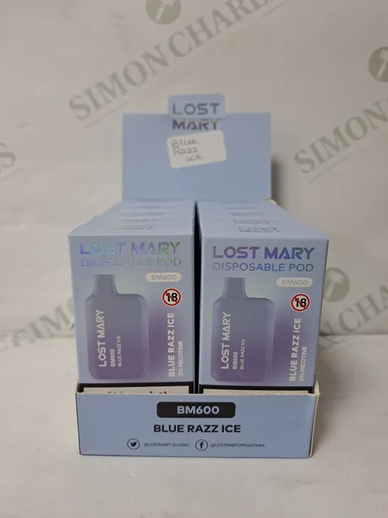 BOX OF 10 LOST MARY DISPOSABLE POD BLUE RAZZ ICE