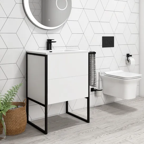 BOXED NERO 900MM VANITY UNIT MATT WHITE 