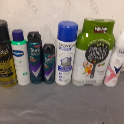 APPROXIMATELY 7 ASSORTED AERSOL CANS TO INCLUDE COOKING OILS, SURE MEN AND SOFA SAVING FOAM - COLLECTION ONLY