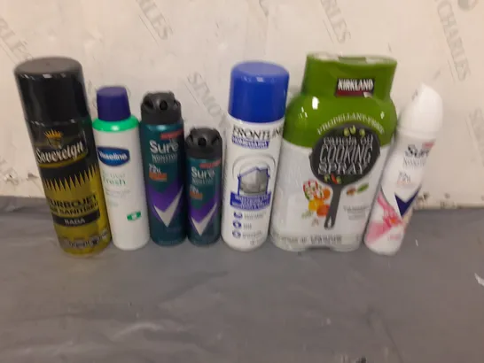 APPROXIMATELY 7 ASSORTED AERSOL CANS TO INCLUDE COOKING OILS, SURE MEN AND SOFA SAVING FOAM - COLLECTION ONLY