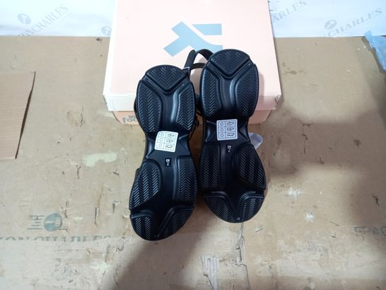 BOXED PAIR OF KOI FOOTWEAR BLACK SANDALS SIZE 7