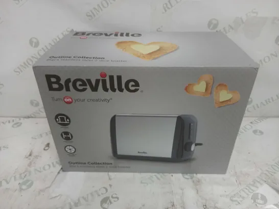 BOXED BREVILLE OUTLINE COLLECTION BLACK STAINLESS STEEL 2 SLICE TOASTER