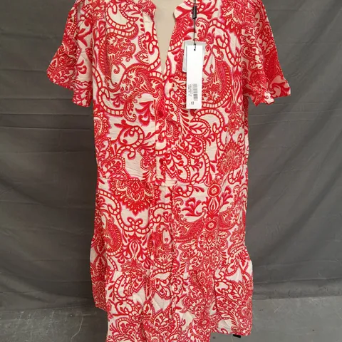 ROMAN MIDI DRESS RED/WHITE SIZE 12