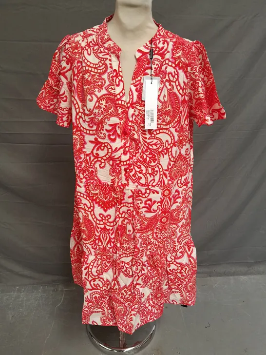 ROMAN MIDI DRESS RED/WHITE SIZE 12