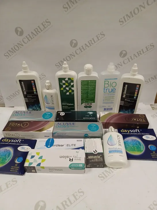 BOX TO CONTAIN APPROX. 30 X ASSORTED VISION CARE PRODUCTS. INCLUDES CONTACT LENSES, CLEANING SOLUTION ETC. BRANDS VARY - COLLECTION ONLY