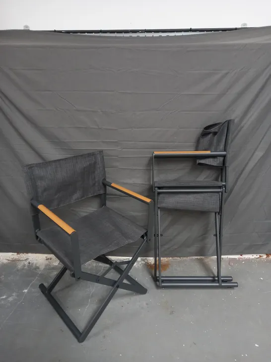 MY GARDEN STORIES SET OF 2 FOLDING DIRECTOR CHAIRS IN GREY - COLLECTION ONLY