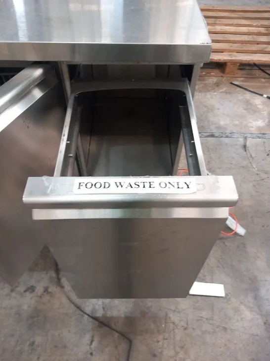 STAINLESS STEEL 3 DOOR FOOD PREPARATION UNIT WITH FOOD WASTE PULL OUT