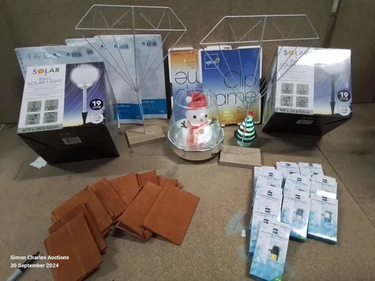 MIXED LOT TO INCLUDE, X4 SOLAR BALL LIGHTS,APPROXIMATELY 200 PASSPORT CASES, LARGE NUMBER OF SMARTPHONE SPLITTER CABLES ETC