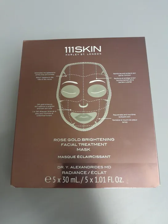 BOXED 111SKIN HARLEY ST.LONDON ROSE GOLD BRIGHTENING FACIAL TREATMENT MASK - 5X30ML