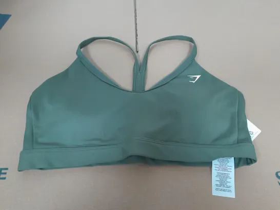 GYMSHARK VNECK SPORTS BRA IN GREEN - SIZE MEDIUM