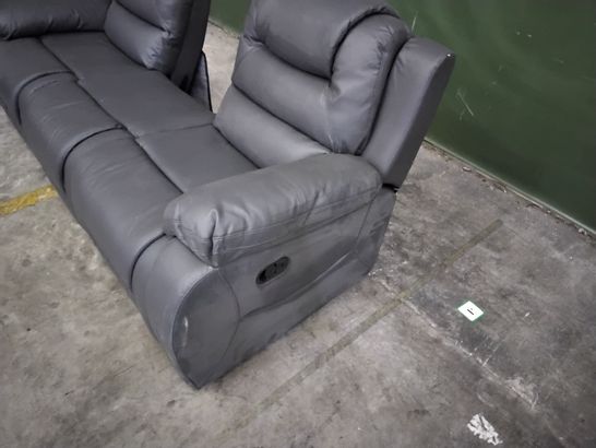 DESIGNER GREY 3-SEATER MANUALLY RECLINING SOFA - MISSING ONE BACK