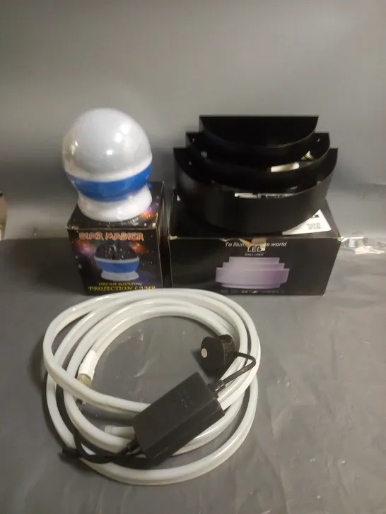 APPROXIMATELY 10 ASSORTED LED LIGHTS TO INCLUDE PROJECTION LAMPS, STRIP LIGHTS AND WALL LIGHTS