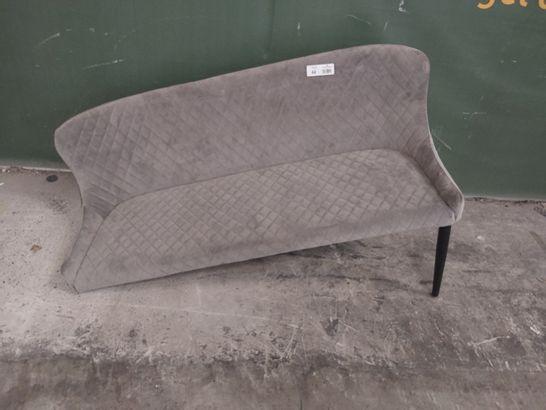 UPHOLSTERED GREY PLUSH QUILTED FABRIC BENCH SEAT