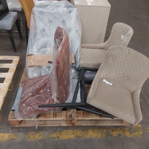 PALLET TO CONTAIN ASSORTED DINING CHAIR PARTS AND PIECES 