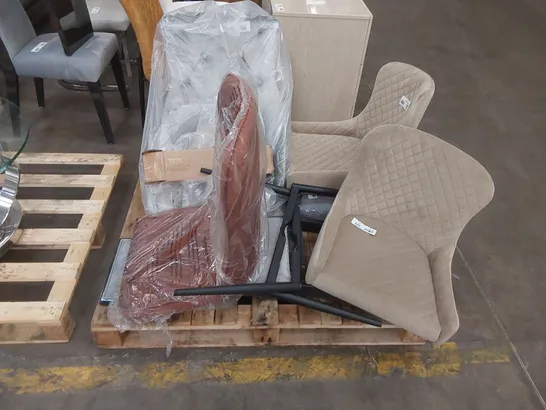 PALLET TO CONTAIN ASSORTED DINING CHAIR PARTS AND PIECES 