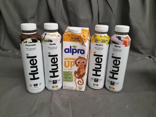 15 ASSORTED FOOD ITEMS TO INCLUDE HUEL FOOD DRINKS AND ALPRO OAT DRINK - COLLECTION ONLY