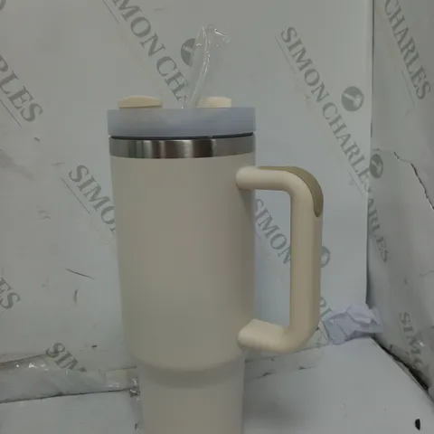 UNBRANDED INSULATED METAL TRAVEL TUMBLER IN OFF WHITE