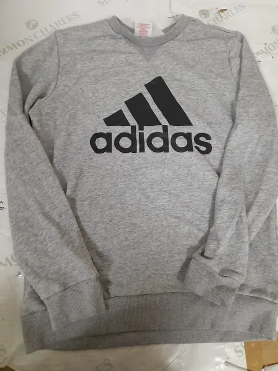 ADIDAS GREY BOYS JUMPER IN GREY & BACK - SIZE 13-14YRS