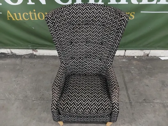 DESIGNER PATTERNED FABRIC ARMCHAIR 