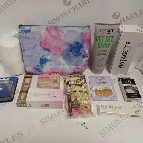 APPROXIMATELY 20 ASSORTED HEALTH & BEAUTY PRODUCTS TO INCLUDE ELF BROW LIFT, GILLETTE PRO GLIDE RAZORS, LASH CURLER ETC 