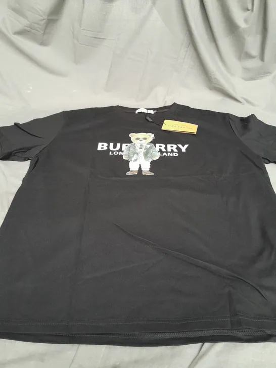 BLACK BURBERRY LONDON TEDDY TEE SIZE XL 