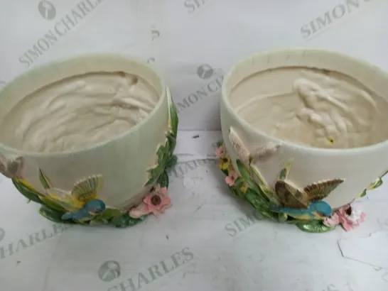 MY GARDEN STORIES SET OF 2 FLORAL EMBOSSED PLANTER