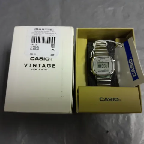 boxed casio vintage slim silver digital watch