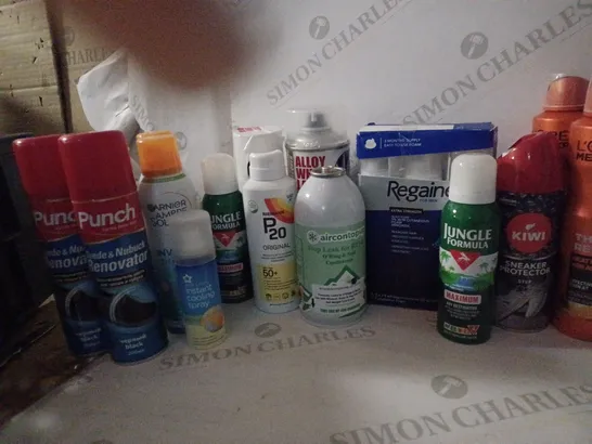 BOX OF HOUSEHOLD ITEMS TO INCLUDE LOREAL ANTI-PERSPIRANT , GARNIER INVISIBLE MIST