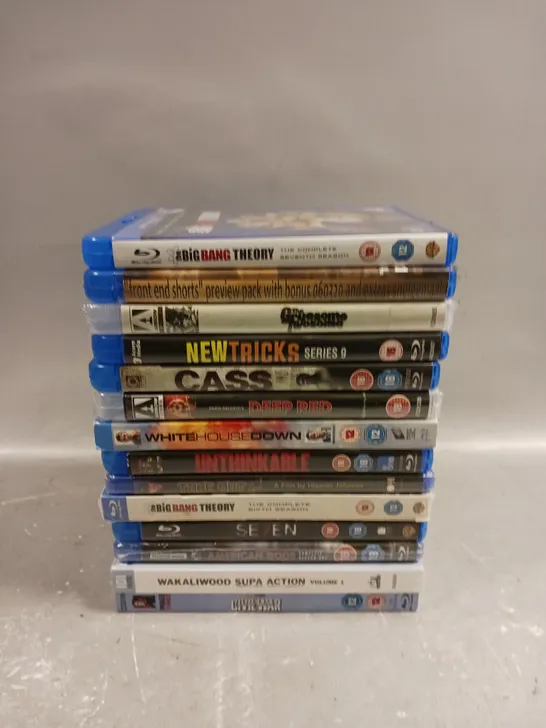 14 X ASSORTED BLU-RAY/DVD FILMS & SERIES SET TO INCLUDE SE7EN, AMERICAN GODS, CAPTAIN AMERICA CIVIL WAR ETC 