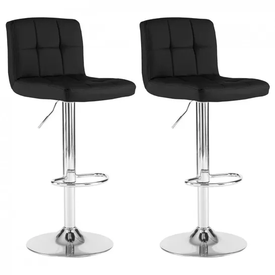 BOXED NEO SET OF 2 BLACK FAUX LEATHER SWIVEL STOOLS (1 BOX)